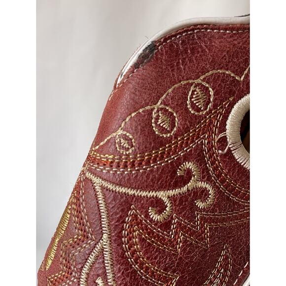 Potrero Laurel Women's Rodeo Square Toe Cowboy Boots Western Red Brown 5 - Picture 12 of 13